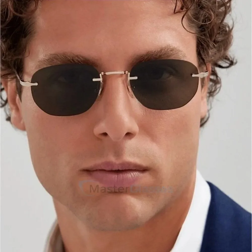 Montblanc Men Sunglasses Gold Grey Square Rimless MB0303S 001 NEW AUTHENTIC
